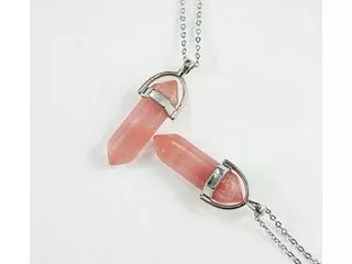 10X Cherry Quartz Pendant Hexagon Prism Beads Charms Necklace
