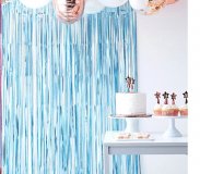 5Pcs Blue Metallic Tinsel Curtain Foil Backdrop Streamer Party