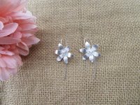 6Pcs (3Prs) Romantic Silver Color Large Flower Dangle Long