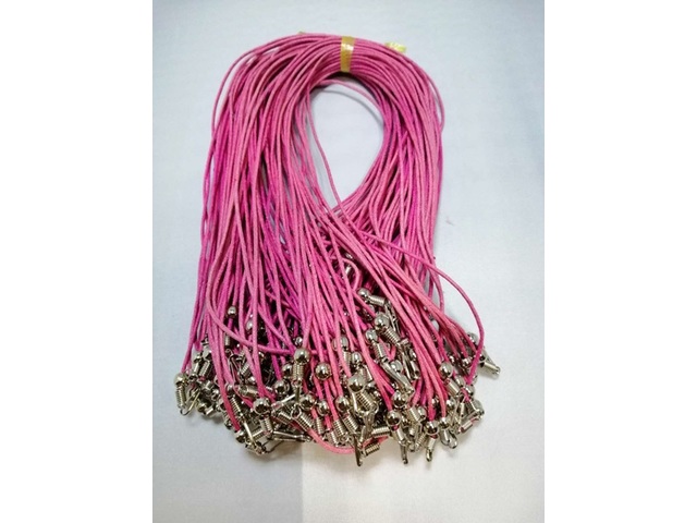 100 Fuchsia Waxen Strings With Connector For Necklace