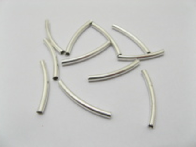 1000 Shiny Silver Plated Curved Tube 20x2mm finding