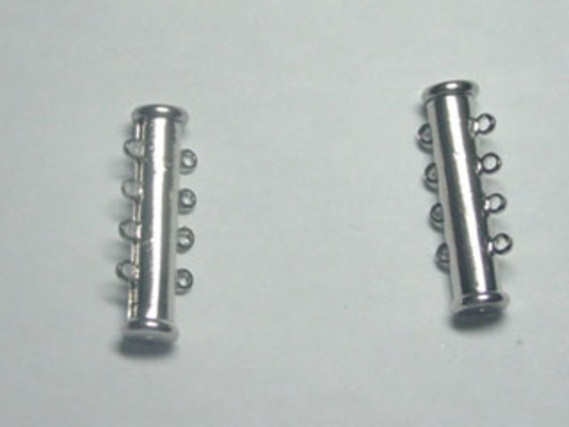 10 Platinum Plated 4 Strand Tube Bar Magnetic Clasps - Click Image to Close