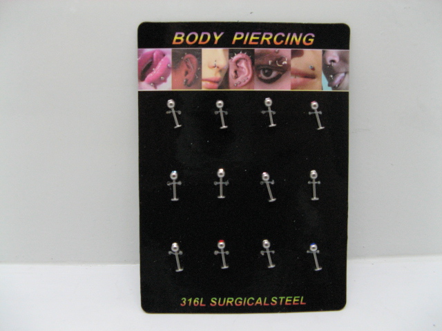 1Sheet X 12pcs Rhinestone Labret Body Piercing Jewelry er-b4 - Click Image to Close