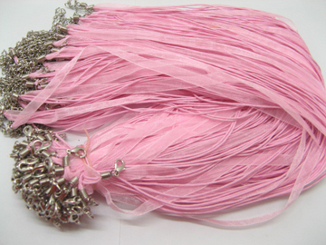 100 Pink Multi-string Waxen & Ribbon For Necklace - Click Image to Close