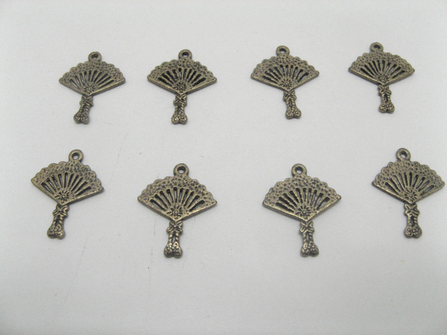 150 Antique Bronze Fans Earring Connector Links - Click Image to Close
