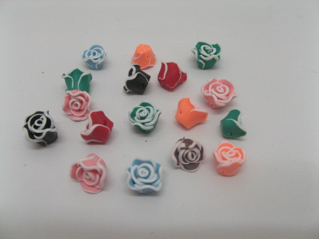 200 Fancy colour Rose Polymer Clay Beads finding - Click Image to Close