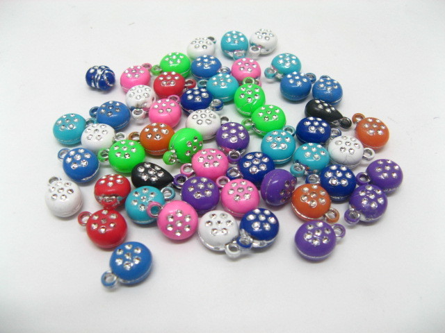 500 Colourful Plastic Rhinestone Hamburger Pendants