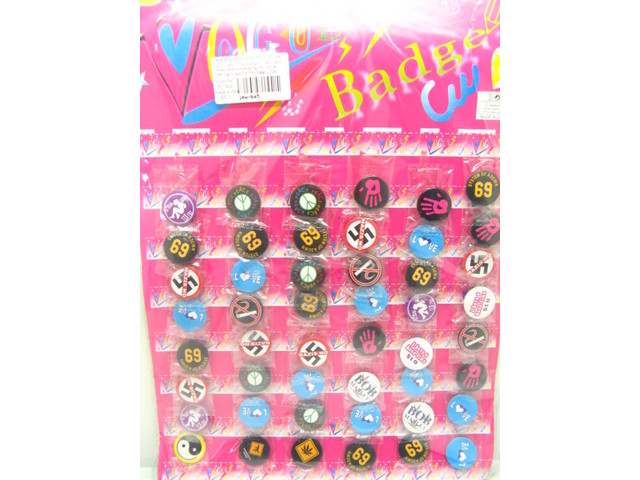 210 X 30mm Assorted Sign Vogue Button Pin Badges