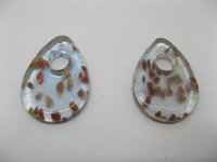 10Pcs 44mm Golden Foil Blue Teardrop Glass Pendants