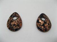 10 Golden Foil Glass 44mm Black Teardrop Glass Pendants 10 Golden Foil Glass 44mm Black Teardrop Glass Pendants