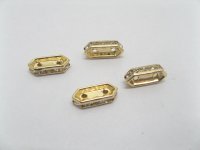20 Golden Rhinestone Oval 2-strands Spacer Bar Clasps