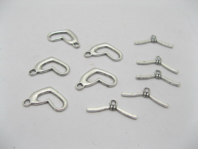 100 Sets Heart Shape Toggle Clasps finding 22mm - Click Image to Close