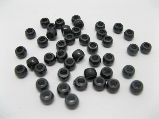 (image for) 1100 Plastic Black Barrel Pony Beads 6x8mm