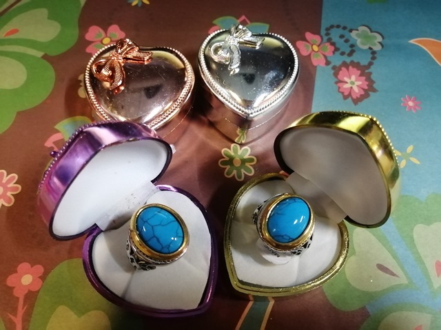 20 Mix Colour Heart Shape Ring Boxes - Click Image to Close