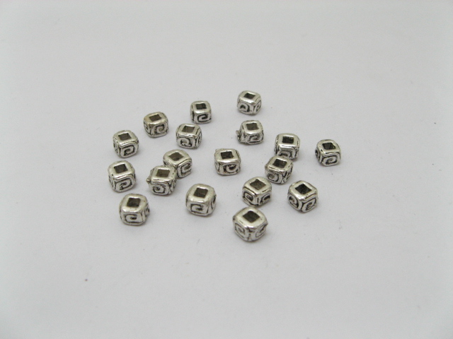 500 Silver Plated Cube Beads 5mm Spacer Jewelery Finding - Click Image to Close