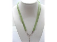 100 Green 2-stranded Ribbon Strings With Connector For Necklace