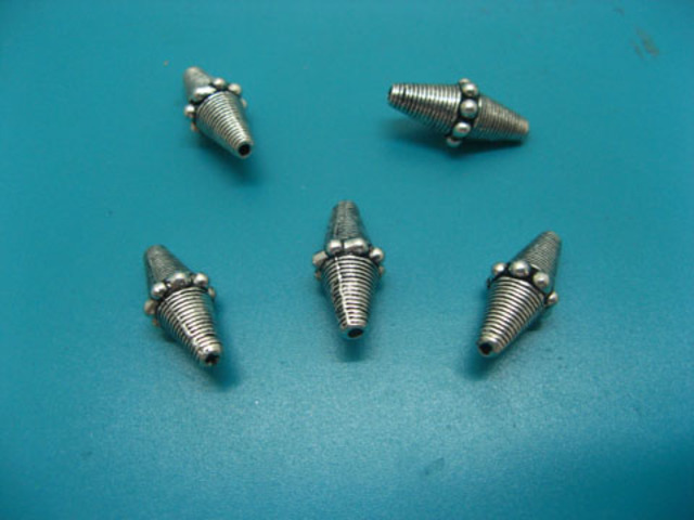 100 Antique Silver Bicone Beads Spacer Finding - Click Image to Close