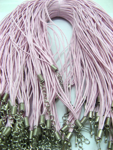 100 Pink Multi-stranded Waxen Strings For Necklace - Click Image to Close
