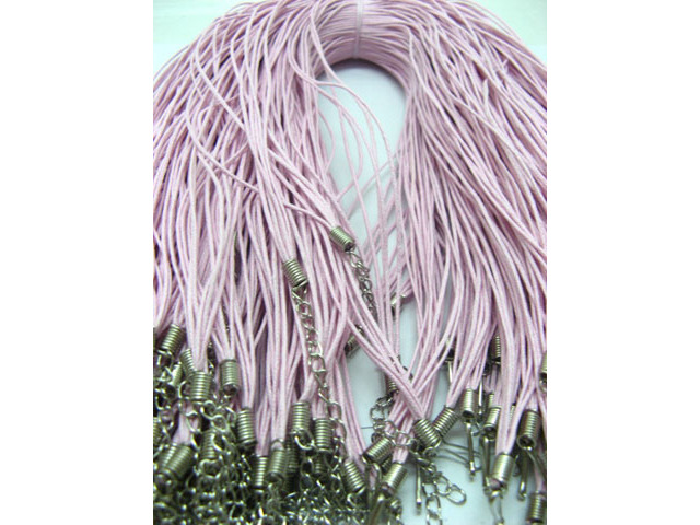 100 Pink Multi-stranded Waxen Strings For Necklace - Click Image to Close