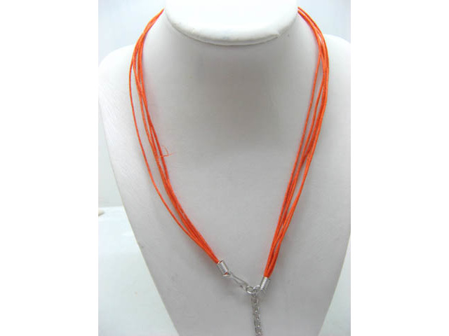 100 Orange Multi-stranded Waxen Strings For Necklace - Click Image to Close