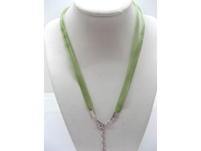 100 Green 2-stranded Ribbon Strings With Connector For Necklace