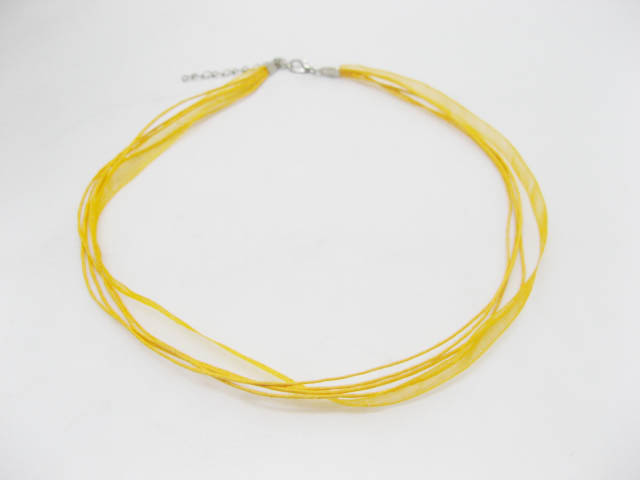 100 Yellow Multi-stranded Waxen & Ribbon For Necklace - Click Image to Close