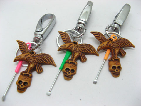 100X Resin Eagle Key Rings with Curette Bag Dangles - Click Image to Close