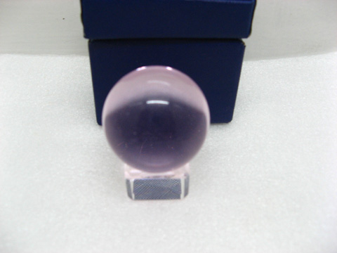 5X 40mm Pink Crystal Sphere Balls With Glass Base - Click Image to Close
