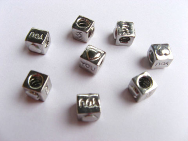 10 Alloy European Cube Thread Beads ac-sp323 10 Alloy European Cube Thread Beads ac-sp323