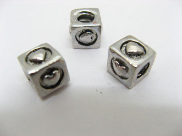 10 Alloy European Heart Metal Thread Beads ac-sp358
