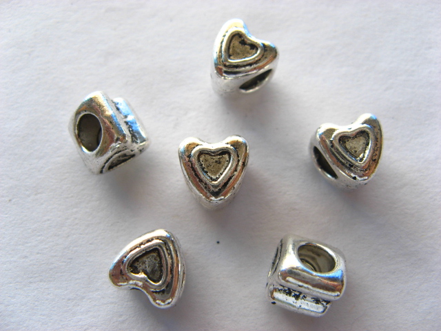100 Alloy European Heart Shaped Beads 100 Alloy European Heart Shaped Beads