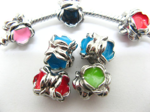 10 Alloy Charms European Flower Beads ac-sp431 10 Alloy Charms European Flower Beads ac-sp431