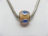 50 Tan Murano Blue Strips Round Glass European Beads be-g292 50 Tan Murano Blue Strips Round Glass European Beads be-g292