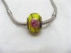100 Yellow Murano Flower Round Glass European Beads be-g325 100 Yellow Murano Flower Round Glass European Beads be-g325