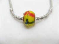 100 Yellow Murano Flower Round Glass European Beads be-g281