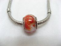 100 White Murano Round Glass European Beads be-g345