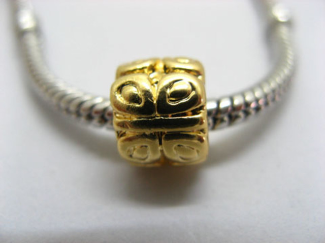 10Pcs 18K Gold Plated European Barrel Thread Beads ac-sp385
