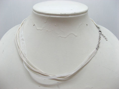 100 Milky White Multi-string Waxen & Ribbon For Necklace - Click Image to Close