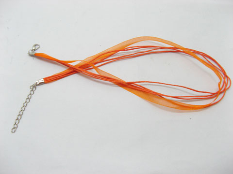 100 Orange Multi-string Waxen & Ribbon For Necklace - Click Image to Close
