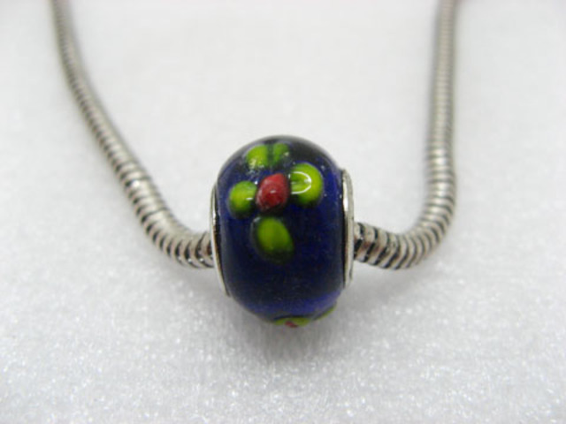 50 Blue Murano Flower Glass European Beads 50 Blue Murano Flower Glass European Beads