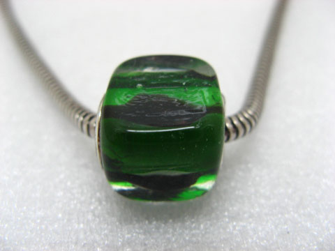 50 Green Murano Cube Glass European Beads be-g266 - Click Image to Close