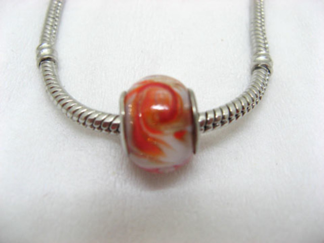 100 White Murano Round Glass European Beads be-g345