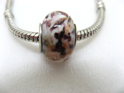 100 White Murano Round Glass European Beads be-g348 - Click Image to Close