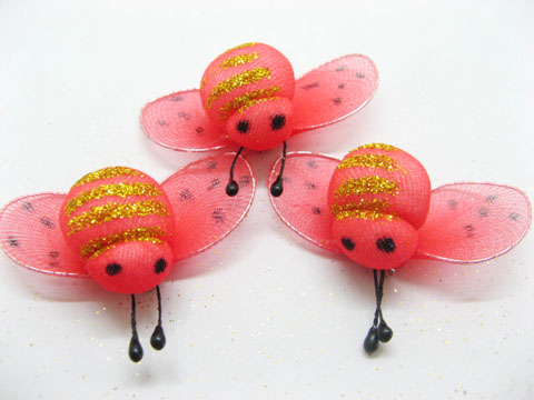 50 Red Fairy Bee Jewellery Charms Pendants - Click Image to Close
