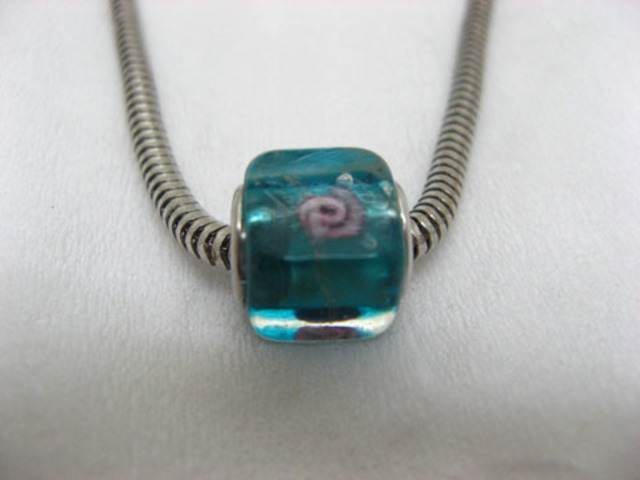 50 Light Blue Murano Cubic Glass European Beads be-g368 50 Light Blue Murano Cubic Glass European Beads be-g368