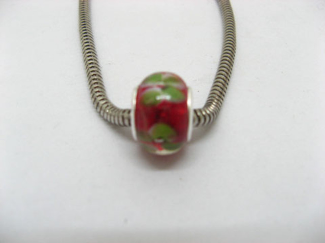 100 Red Murano Round Glass European Beads be-g380
