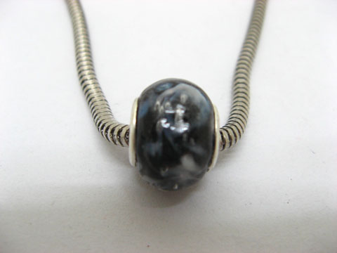 100 Black Murano Round Glass European Beads be-g385 - Click Image to Close
