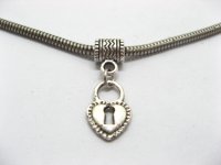 50 Silver Charms Fit European Beads with Heart ac-sp450