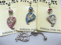 4X Leaf Rhinestone Belly Body Piercing Jewelry er-b39