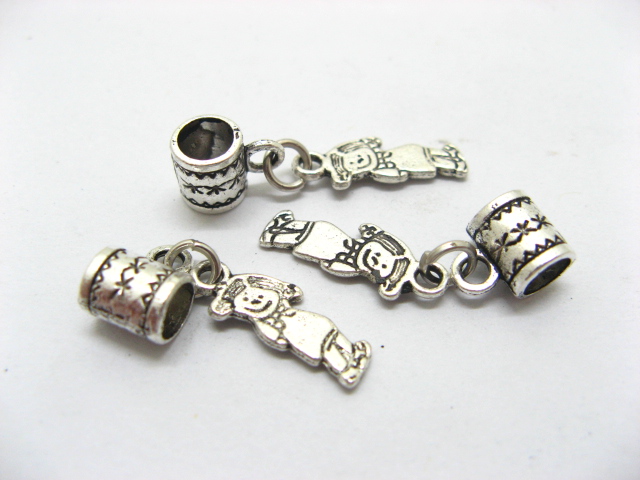 50 Silver Charms Fit European Beads with Cute Girl ac-sp446 - Click Image to Close